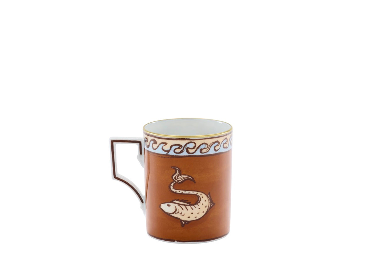 Ill Viaggio Di Nettuno Luna Mug in Brown & Light Blue