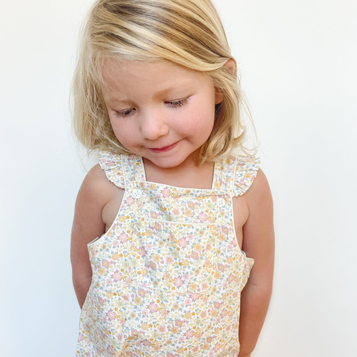 Baby Girls Marigold Floral Overalls