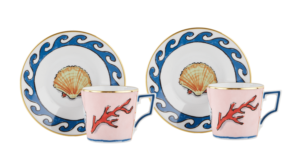 Il Viaggio Di Nettuno Coffee Cups and Saucers, Set of 2