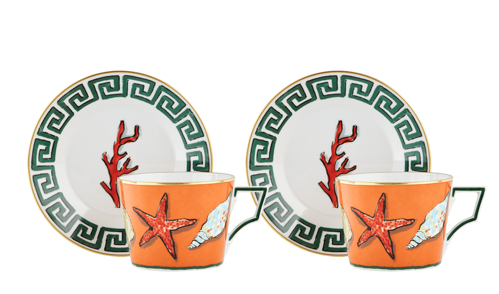 Il Viaggio Di Nettuno Tea Cups and Saucers, Set of 2