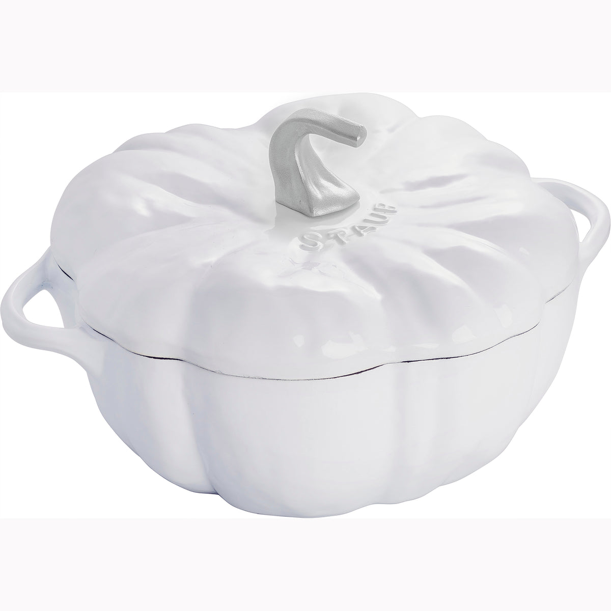 Cast Iron 3.5-qt Pumpkin Cocotte with Stainless Steel Knob in White