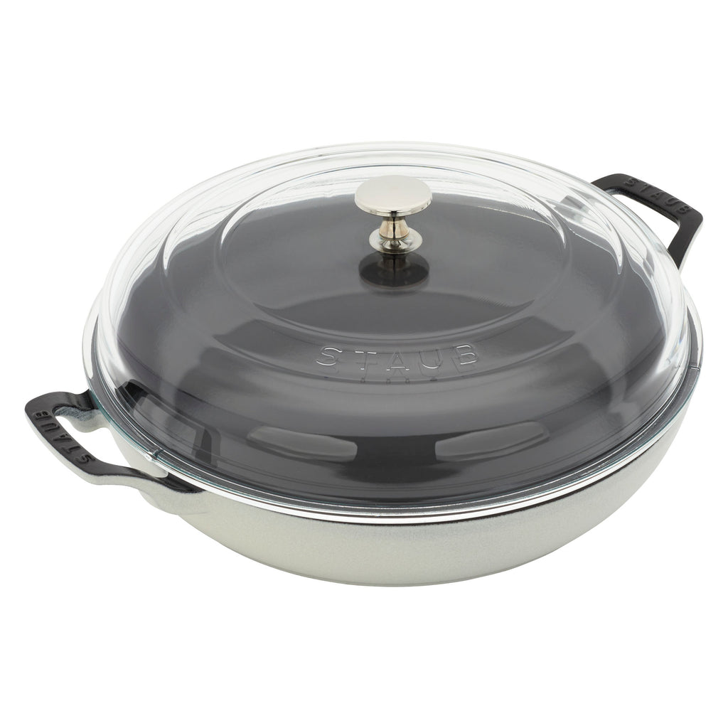 Cast Iron 3.5-qt Braiser with Glass Lid in White Truffle