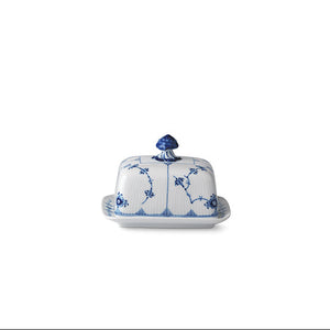 Blue Fluted Plain Butter Dish 14 Oz