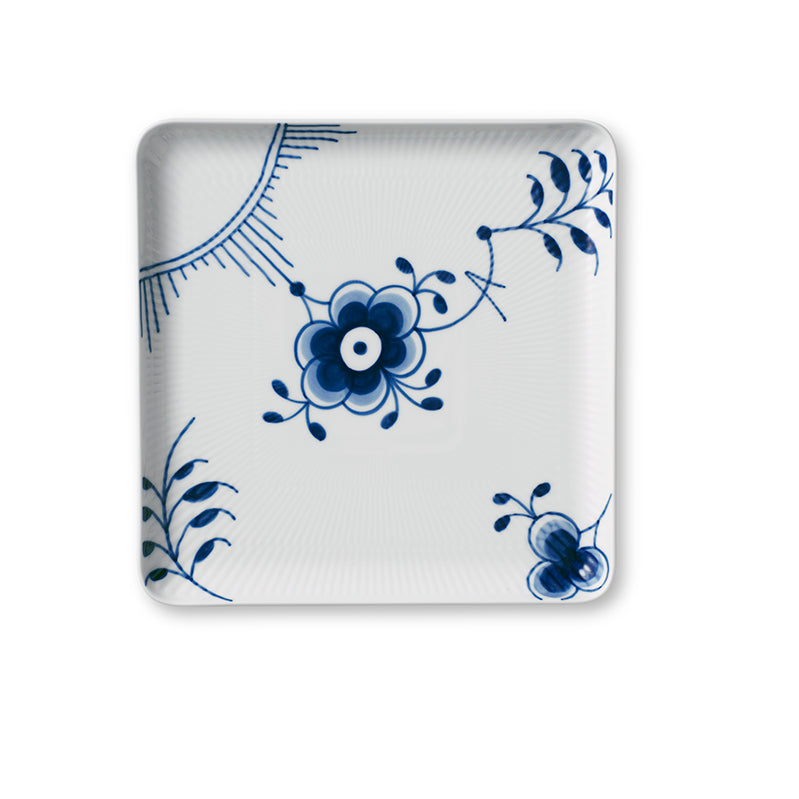 Blue Fluted Mega Plate Square 20cm 7.87"