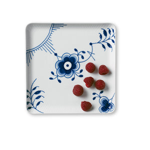 Blue Fluted Mega Plate Square 20cm 7.87"