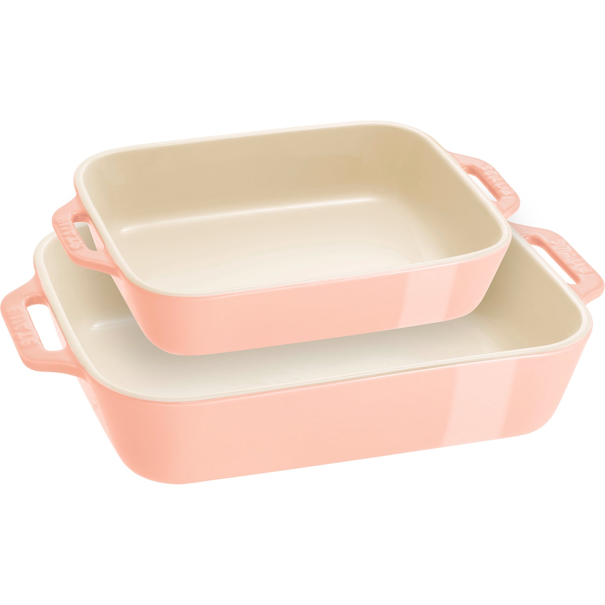 Ceramic 2-pc Rectangular Baking Dish Set in Macaron Pastel Pink