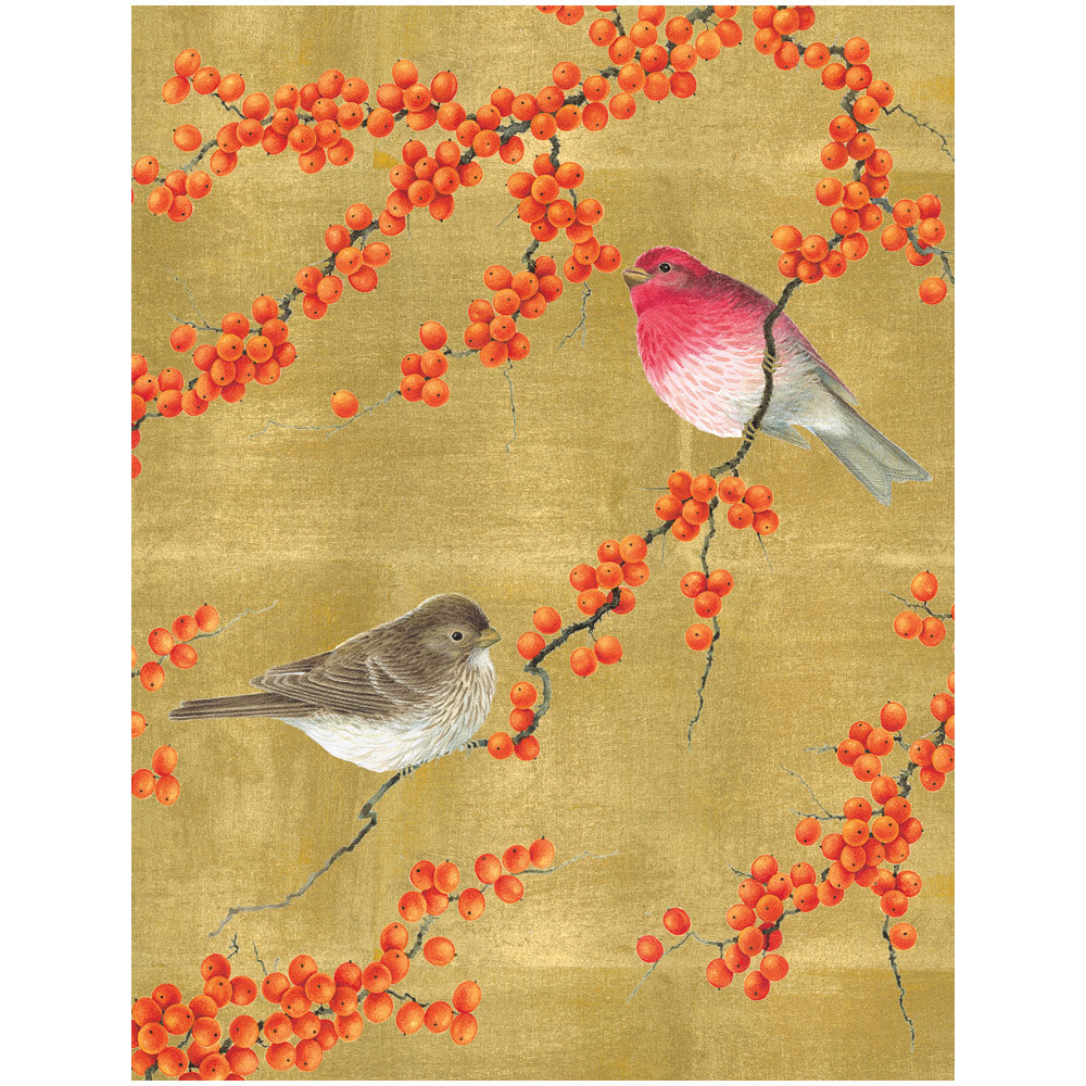 Birds And Berry Branches Boxed Christmas Cards