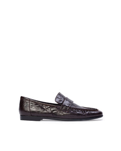 Arrow Loafer in Brown Eel Printed Leather