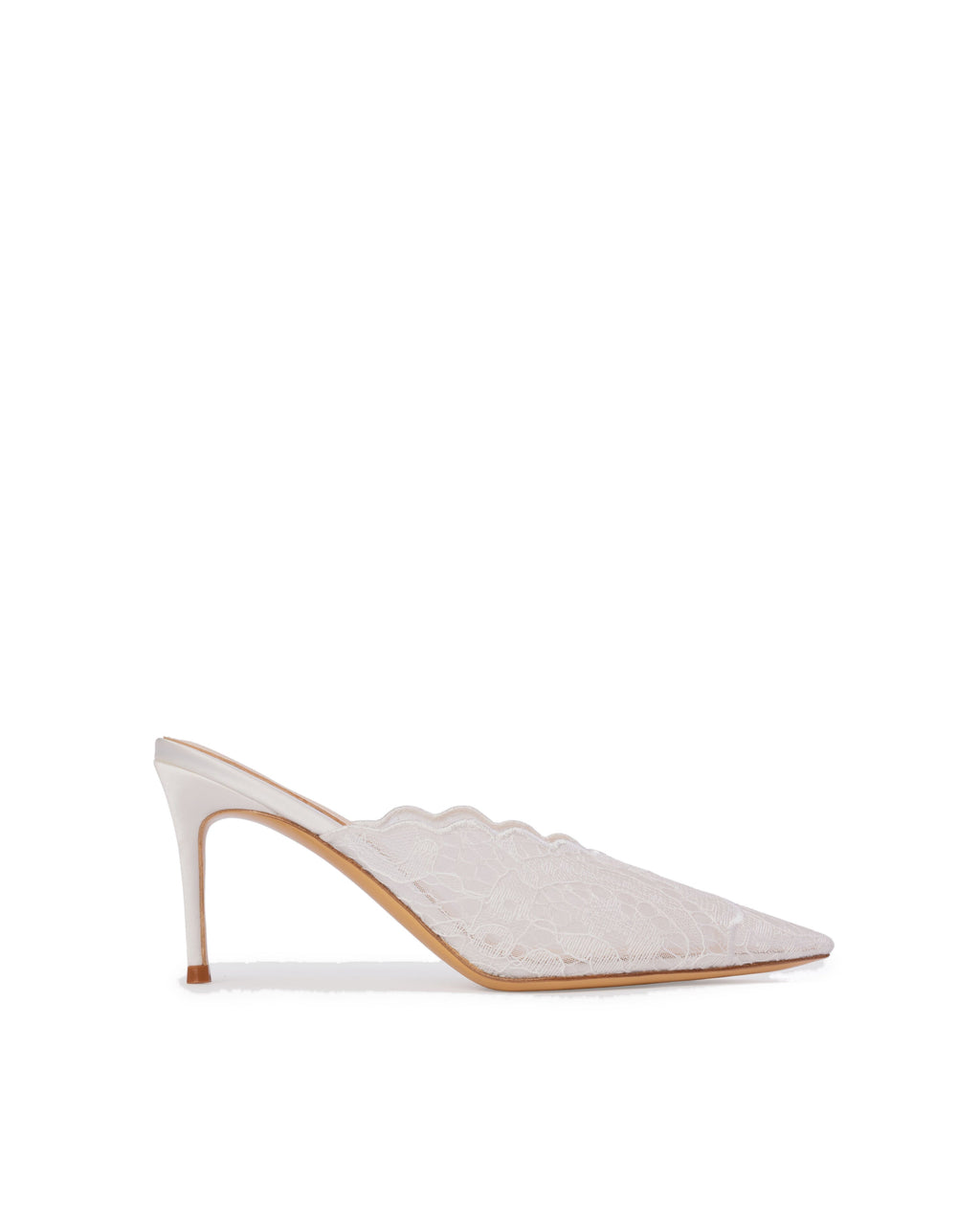 Ash 80 Mule in White Scalloped Paisley Lace