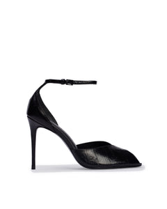 Cala 100 Sandal in Black Eel Printed Leather Mix