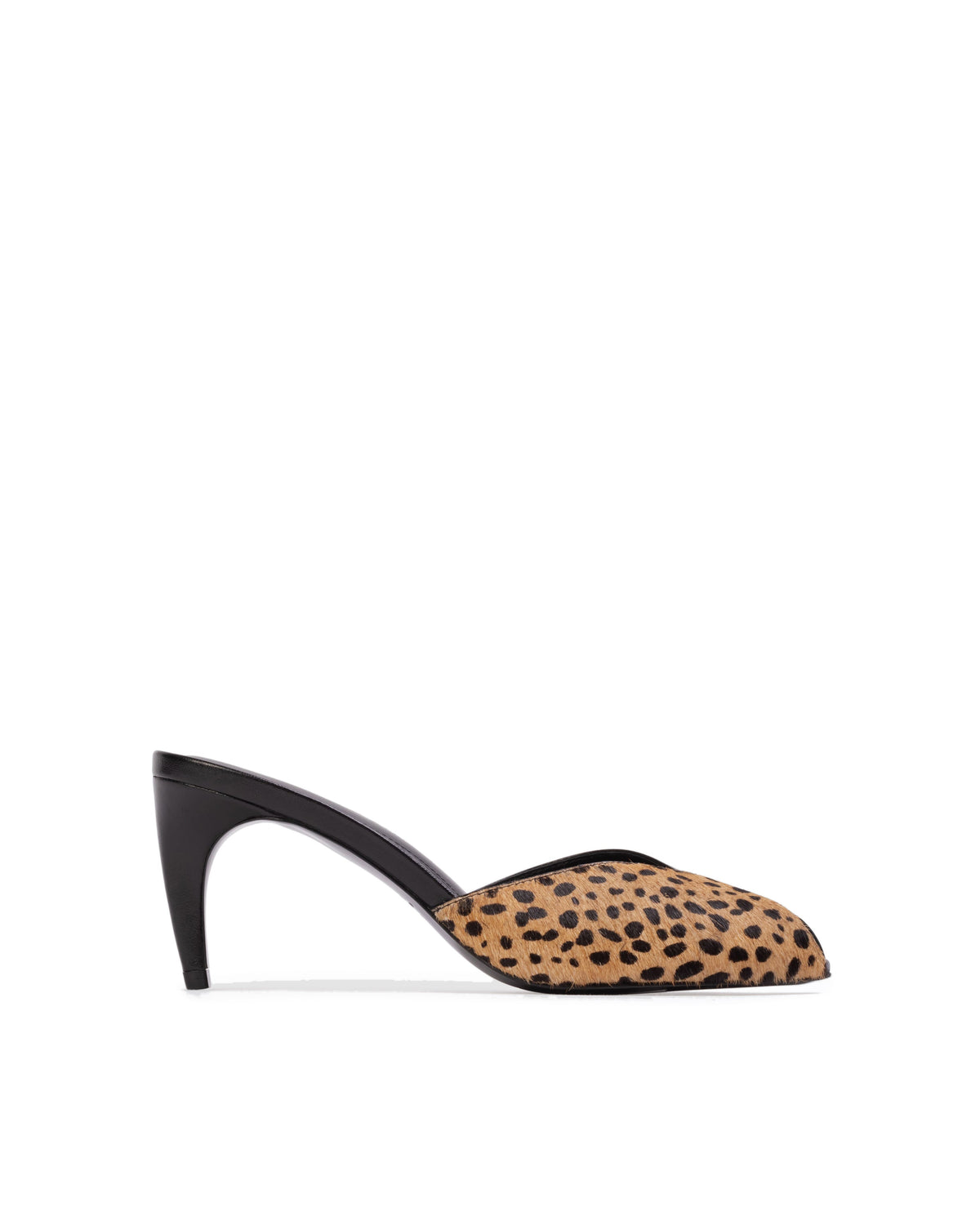 Noa 70 Mule in Camel Dotted Cheetah Pony Hair / Leather Mix