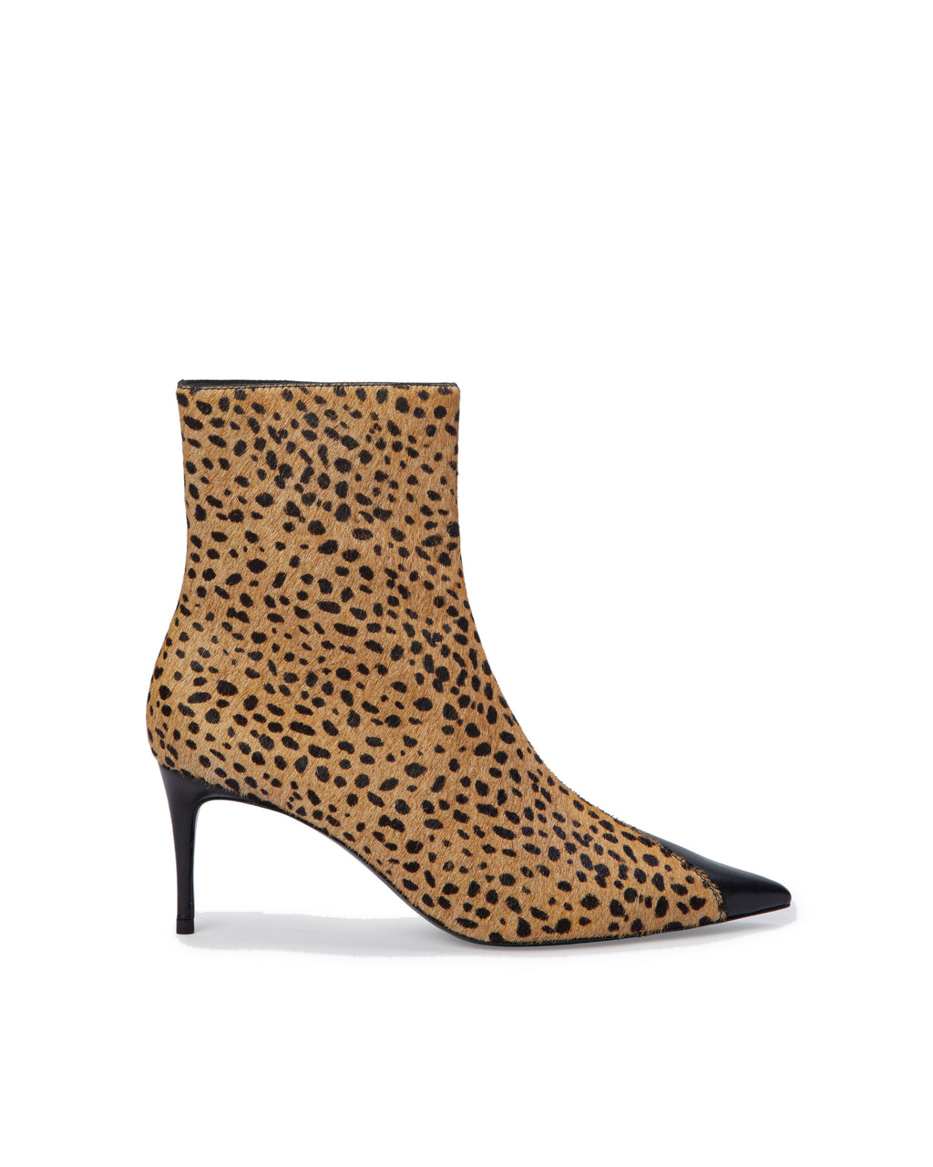 Oblika 70 Boot in Camel Dotted Cheetah Pony Hair / Black Leather Mix