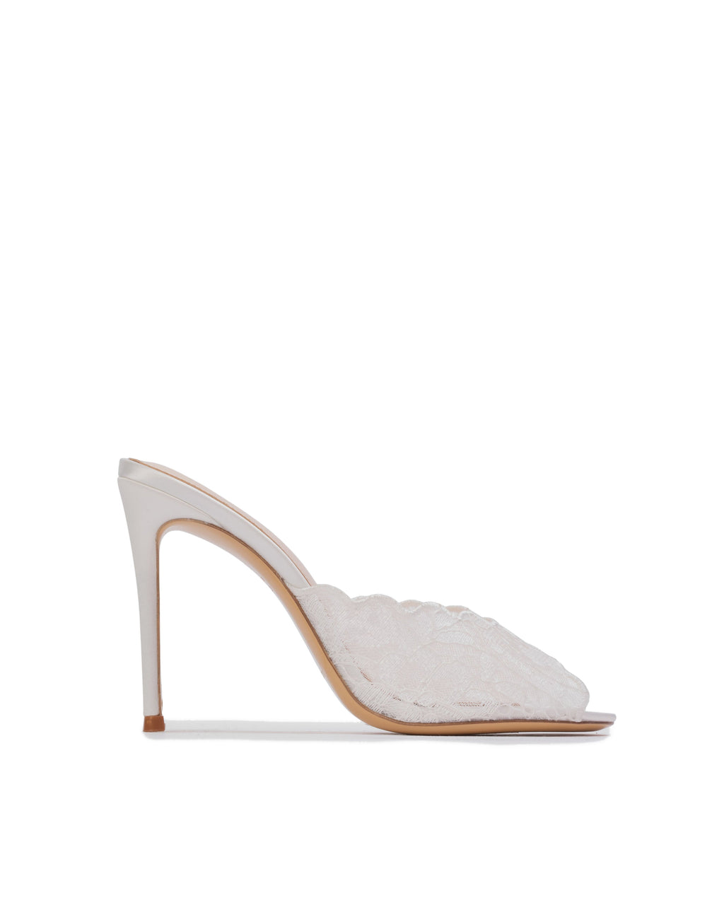 Rhys 100 Mule in White Scalloped Paisley Lace