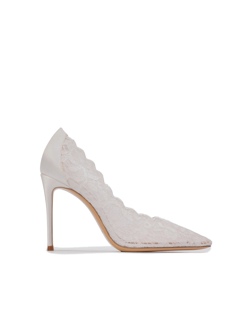 Zea 100 Pump in White Scalloped Paisley Lace