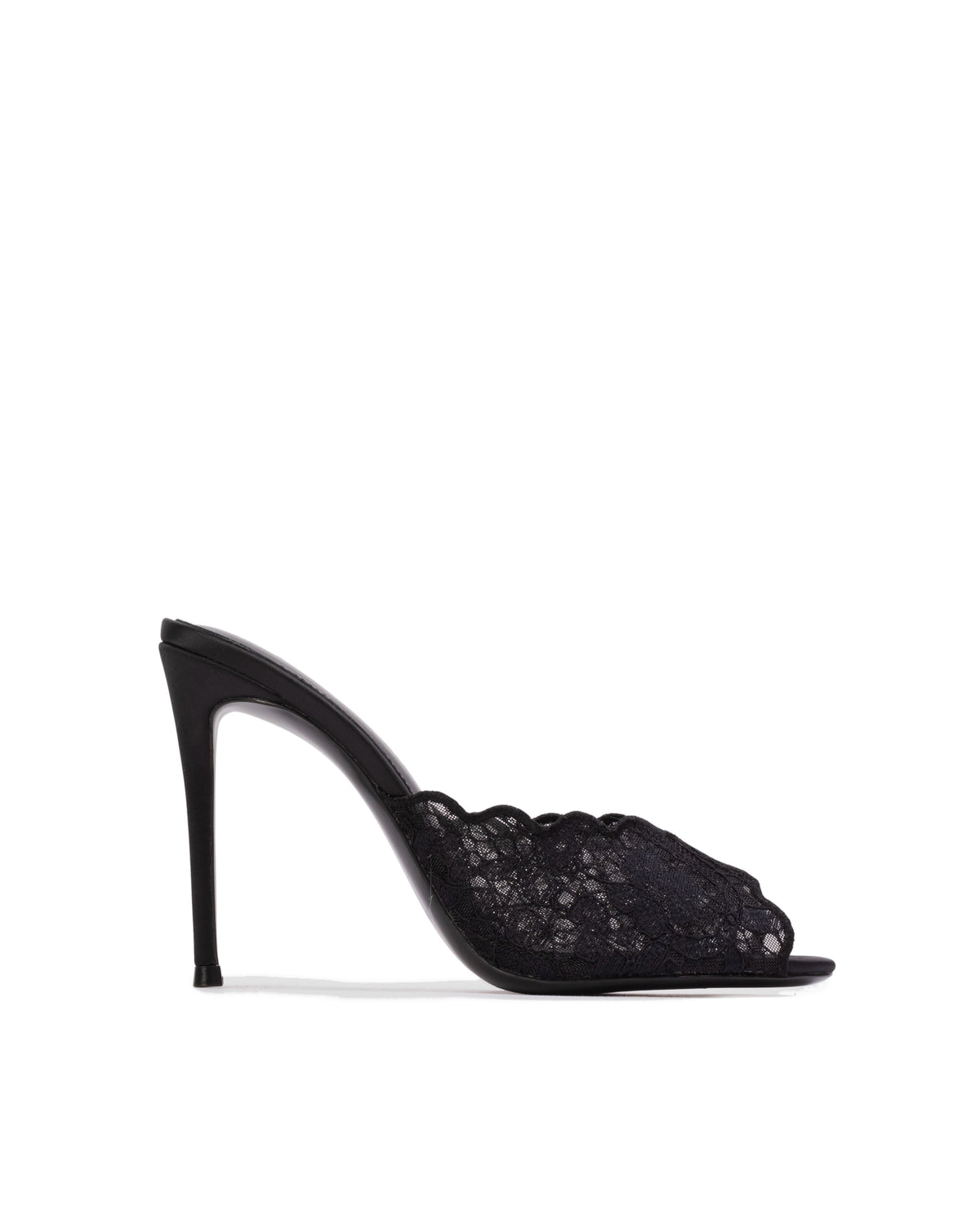 Rhys 100 Mule in Black Scalloped Paisley Lace