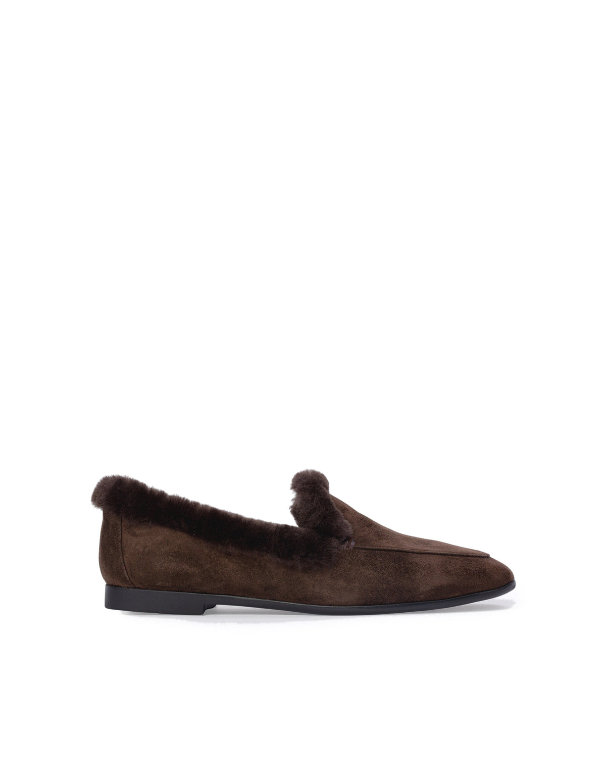 Zora Loafer in Dark Brown Suede / Wool Shearling