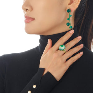 Emerald Blades of Grass Earrings