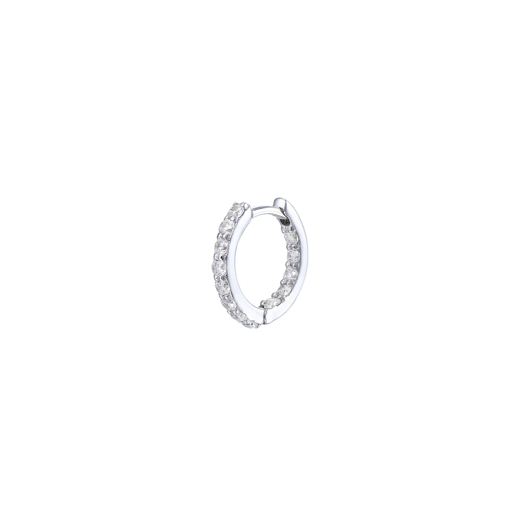 Large Heart Pendant Hoop Earrings, White Gold