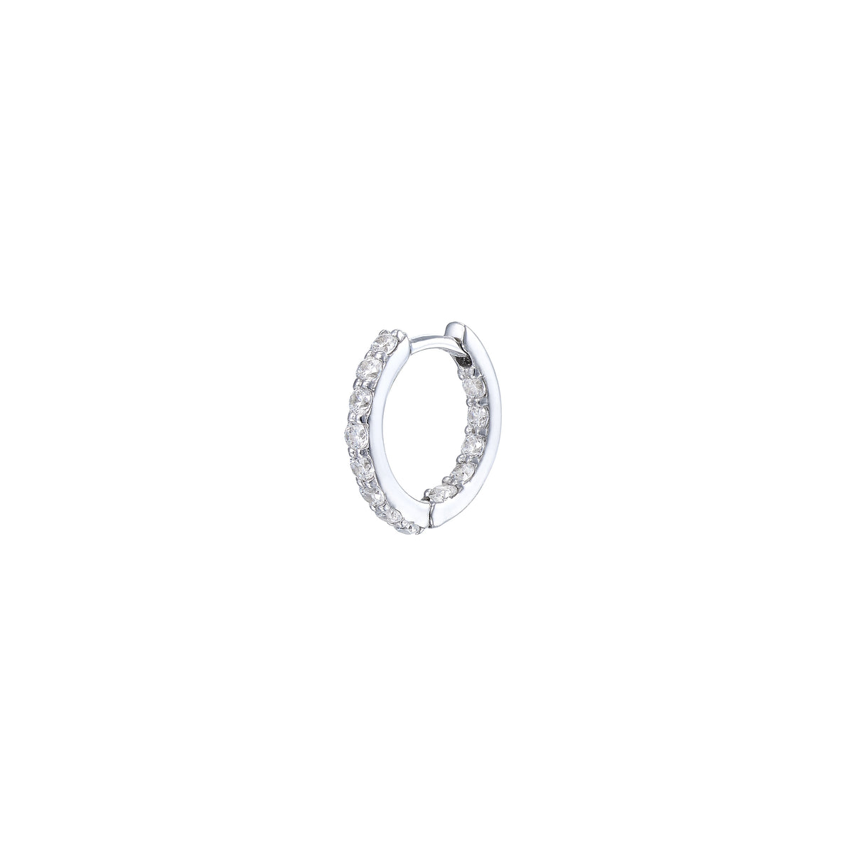 Large Heart Pendant Hoop Earrings, White Gold
