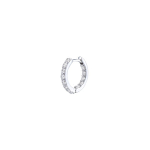 Large Heart Pendant Hoop Earrings, White Gold