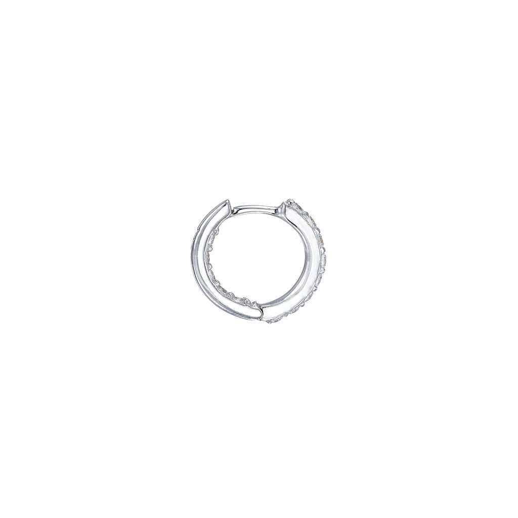 Large Heart Pendant Hoop Earrings, White Gold