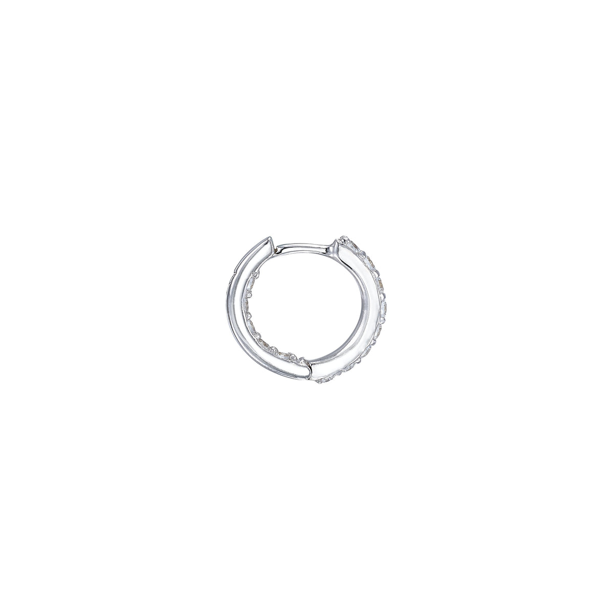 Large Heart Pendant Hoop Earrings, White Gold