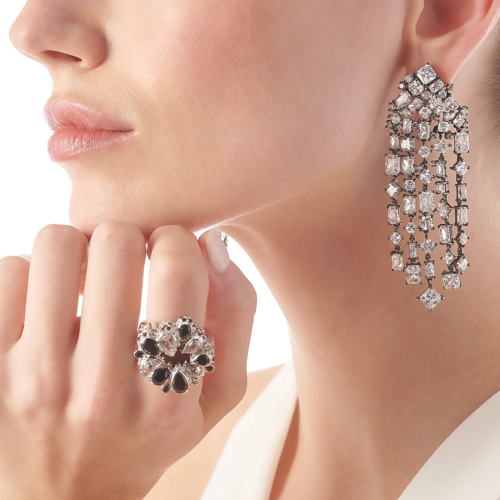 Silver Smoke Cascade Earrings