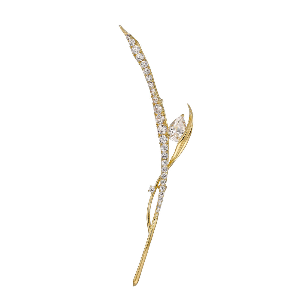 Diamond Blades of Grass Brooch