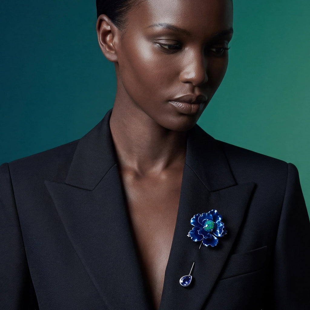 Midnight Opal Parrot Bloom Pin