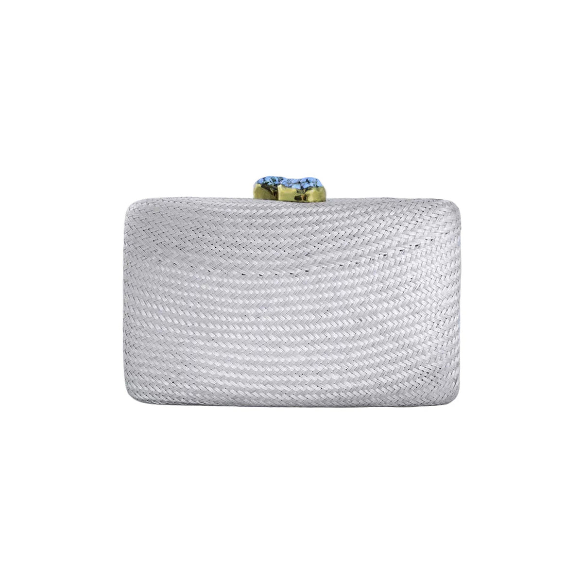 Jen Clutch with Turquoise Stone in Grey