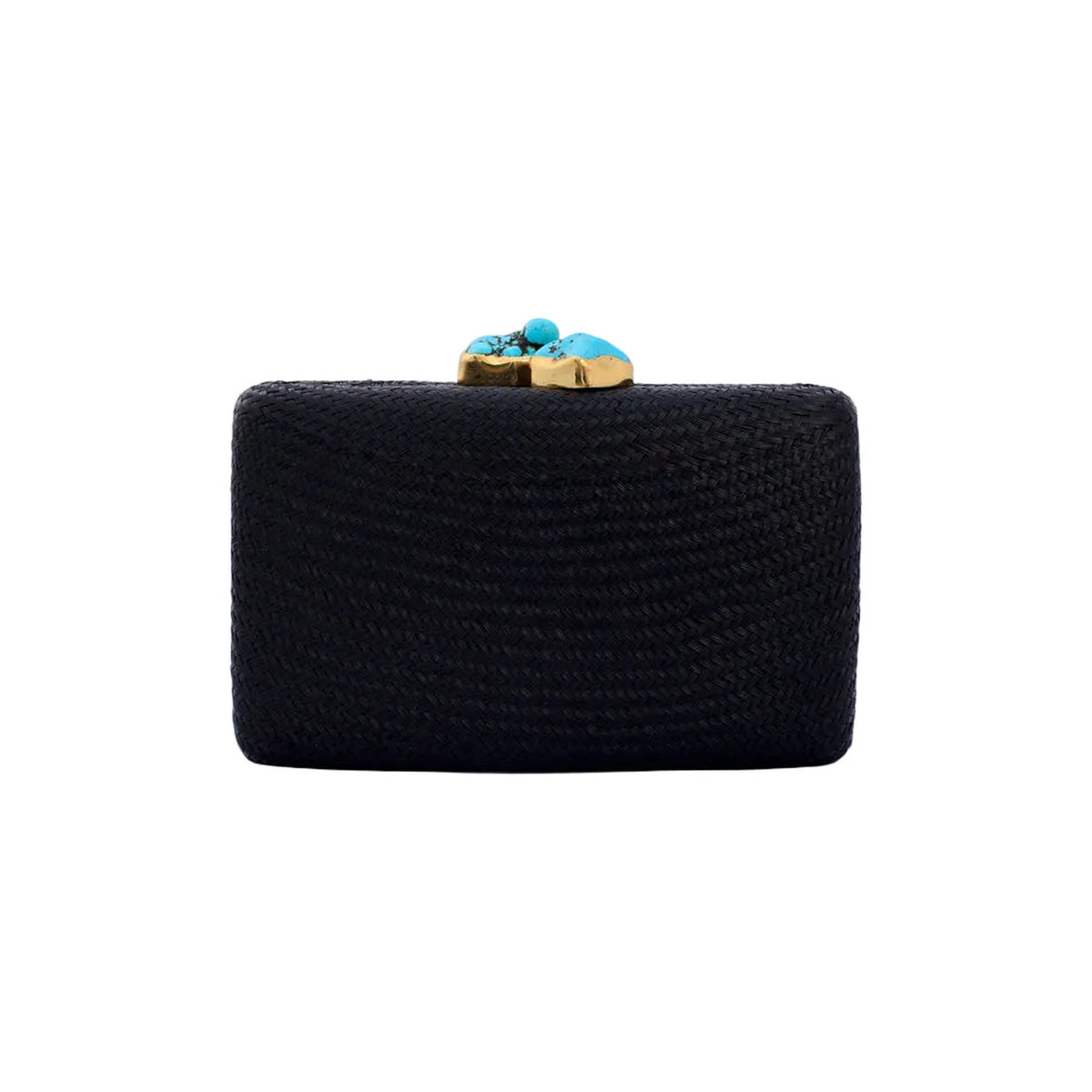 Jen Clutch with Turquoise Stone in Black