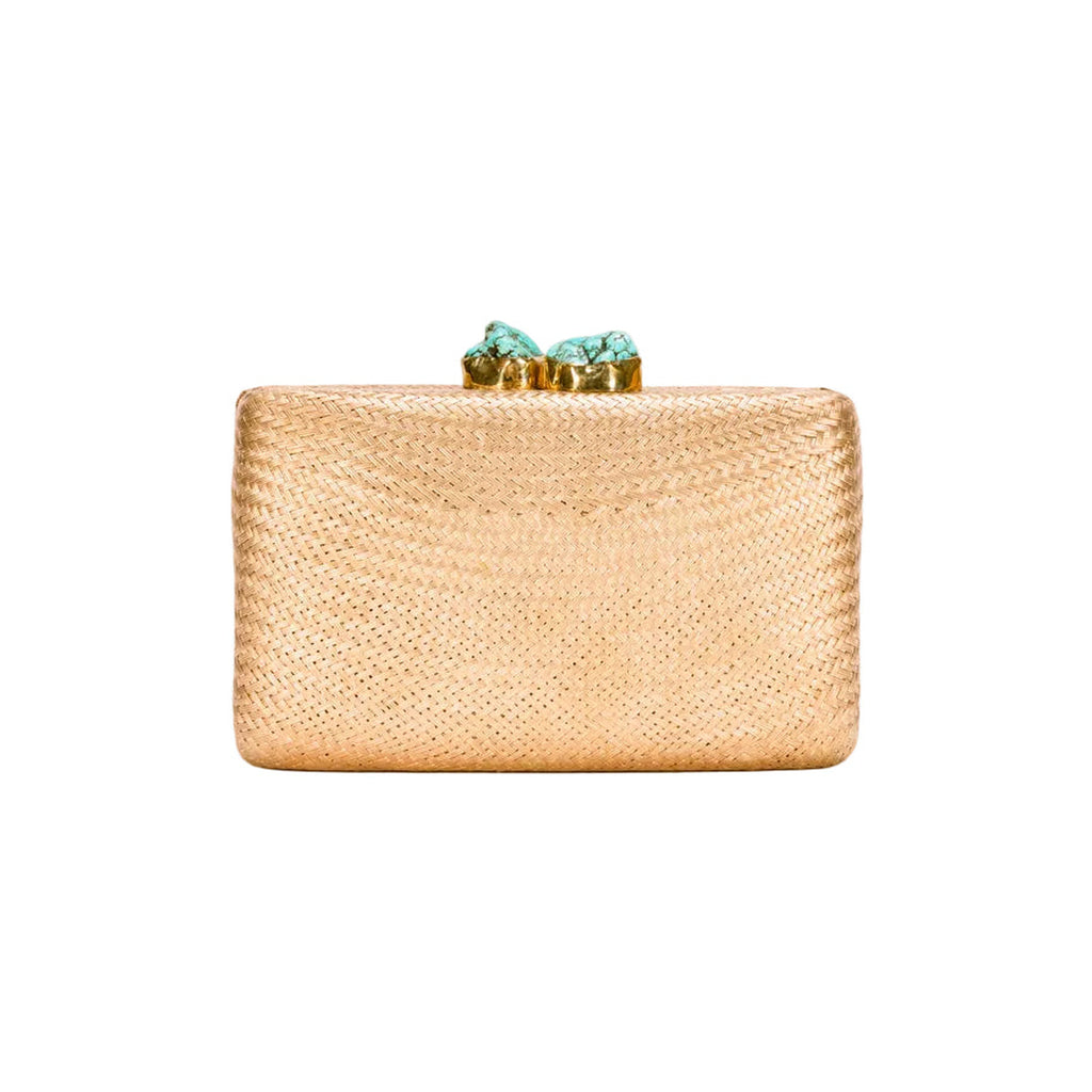Jen Clutch with Turquoise Stone in Gold