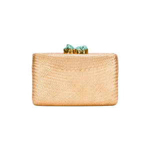 Jen Clutch with Turquoise Stone in Gold