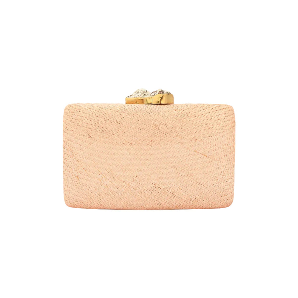 Jen Clutch with White Stone in Toast