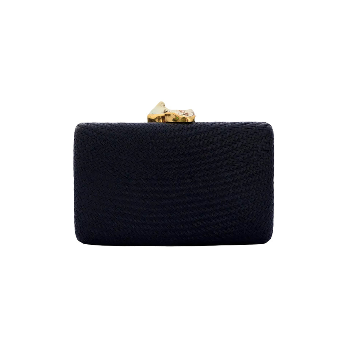 Jen Clutch with White Stone in Black