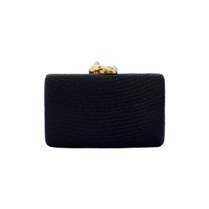 Jen Clutch with White Stone in Black