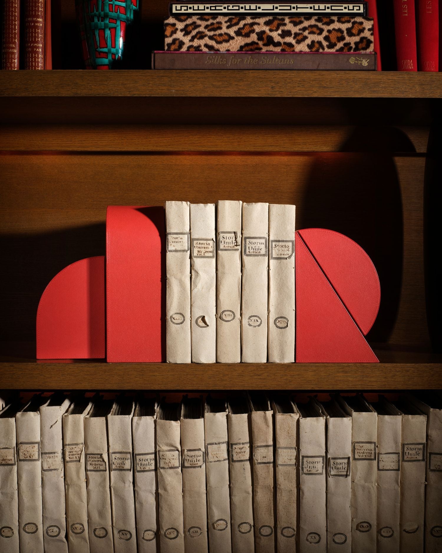 Cubist Bookends Set in Red