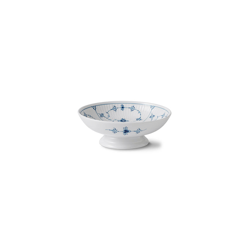 Blue Fluted Plain Footed Bowl 6.75"