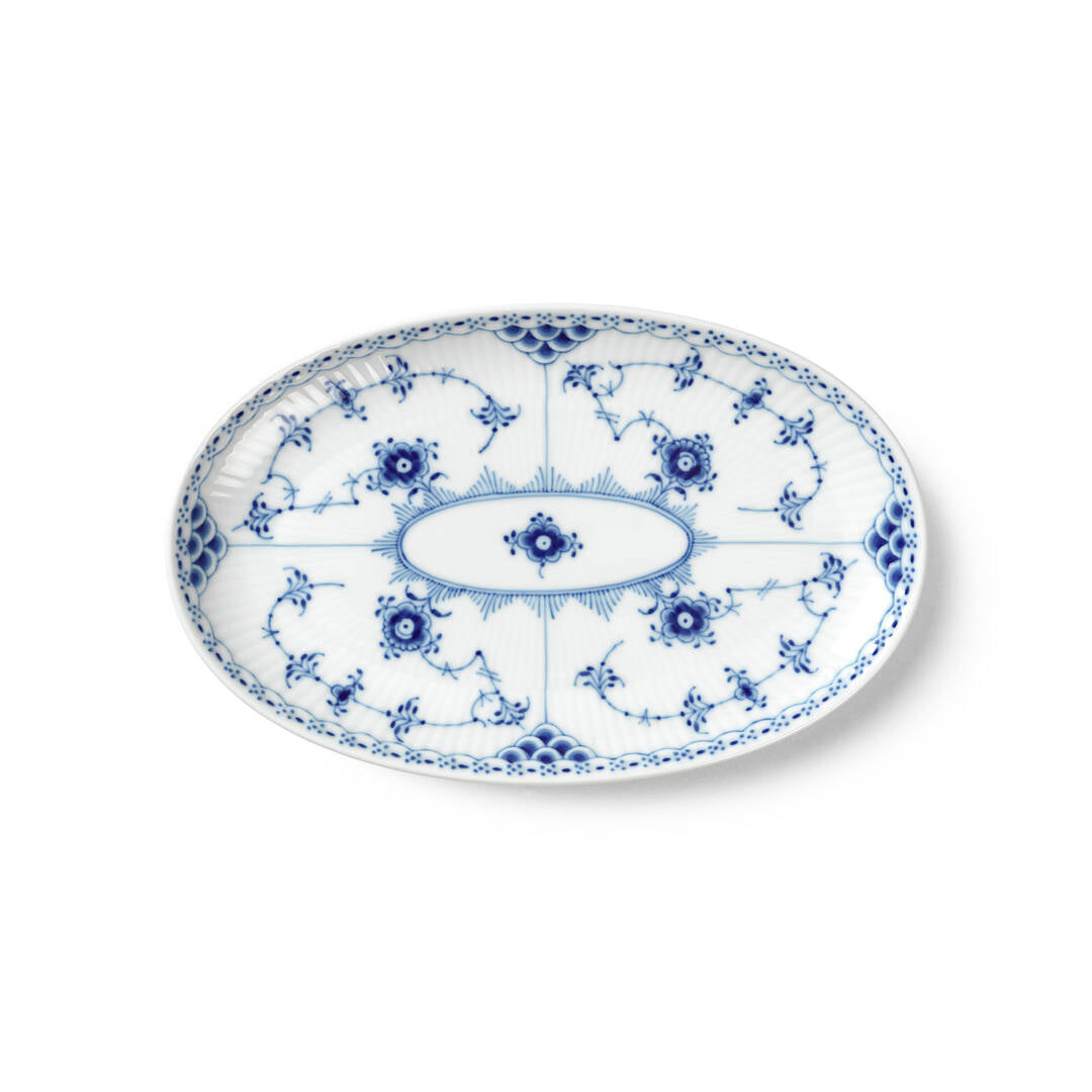 Blue Fluted Half Lace Assiette, 9.3"