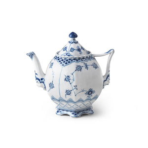 Blue Fluted Full Lace Teapot, 23.7 oz