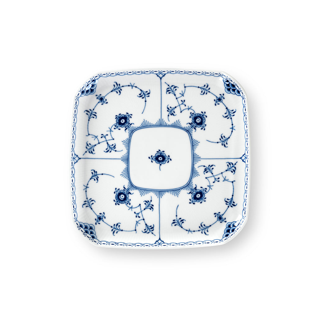 Blue Fluted Half Lace Square Plate