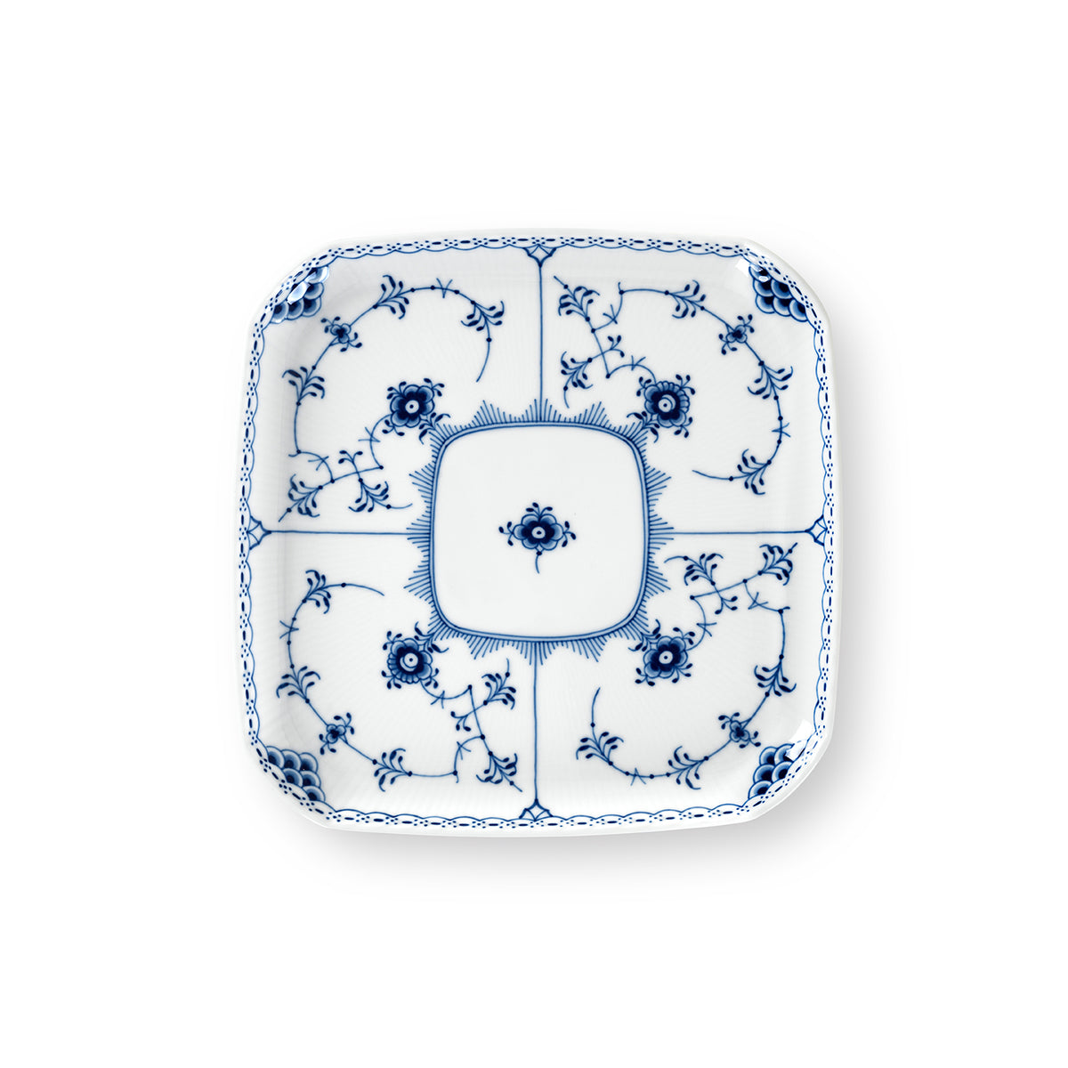 Blue Fluted Half Lace Square Plate