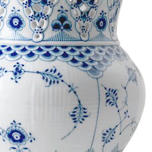 Blue Fluted Full Lace 9" Vase