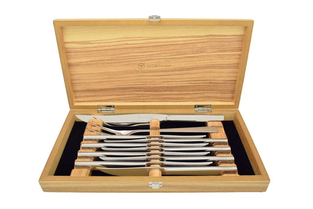 Mignon Steak Knife Set in Olivewood Presentation Box, Set of 10