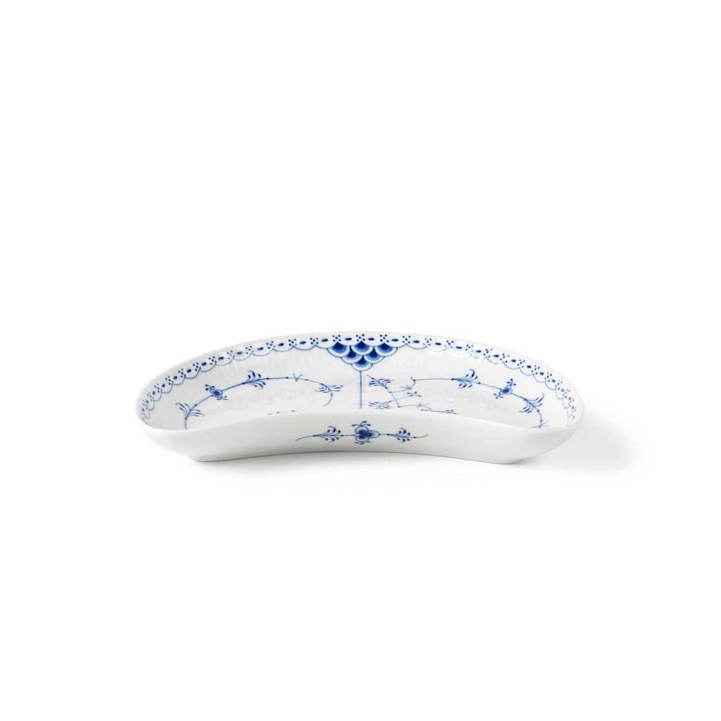 Blue Fluted Half Lace Half Moon Dish