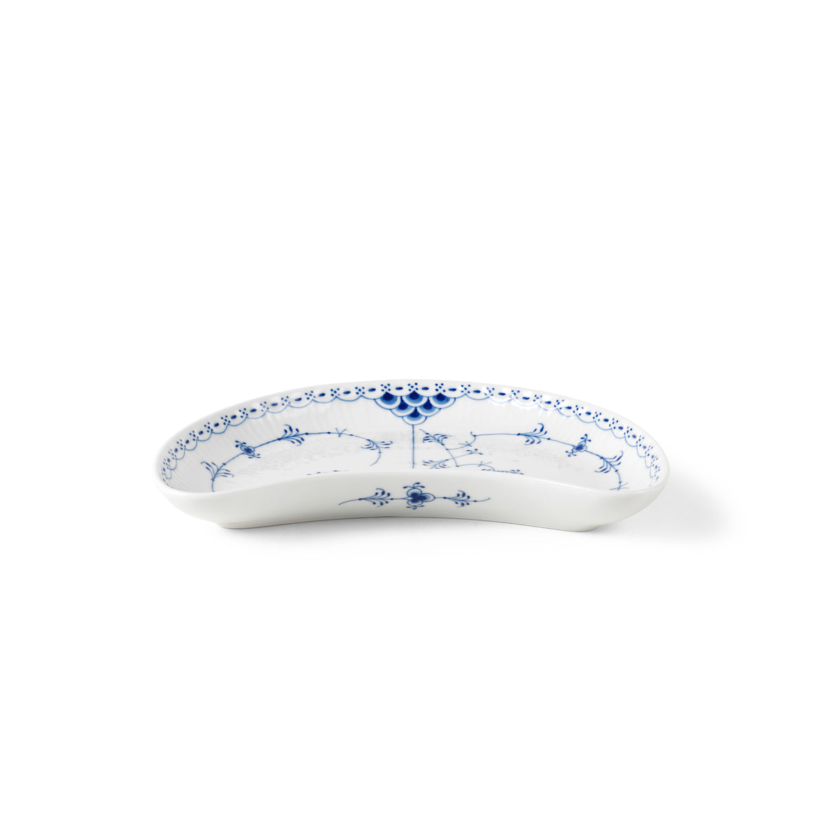 Blue Fluted Half Lace Half Moon Dish