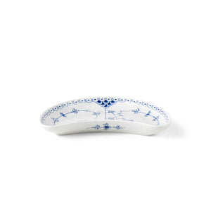 Blue Fluted Half Lace Half Moon Dish