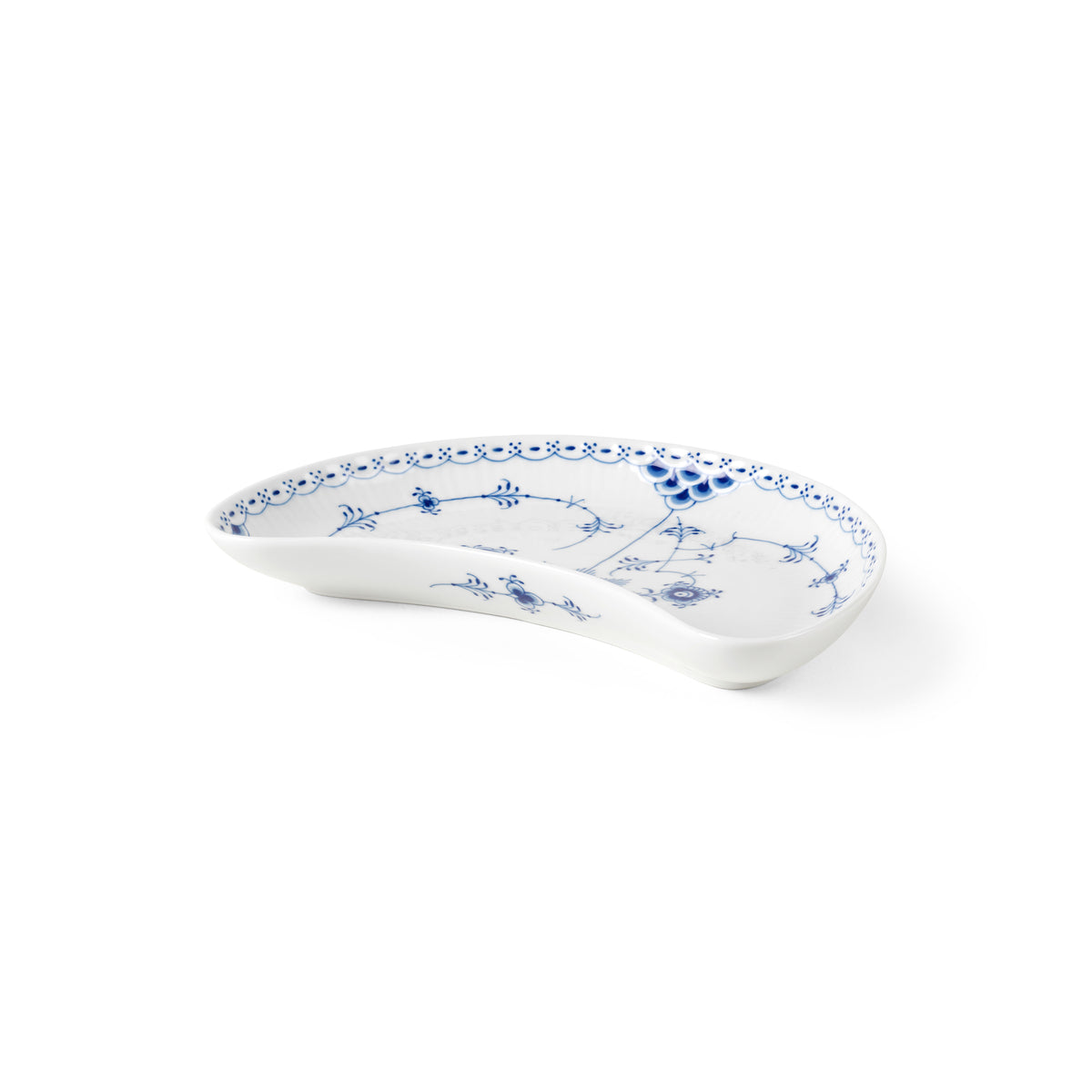 Blue Fluted Half Lace Half Moon Dish