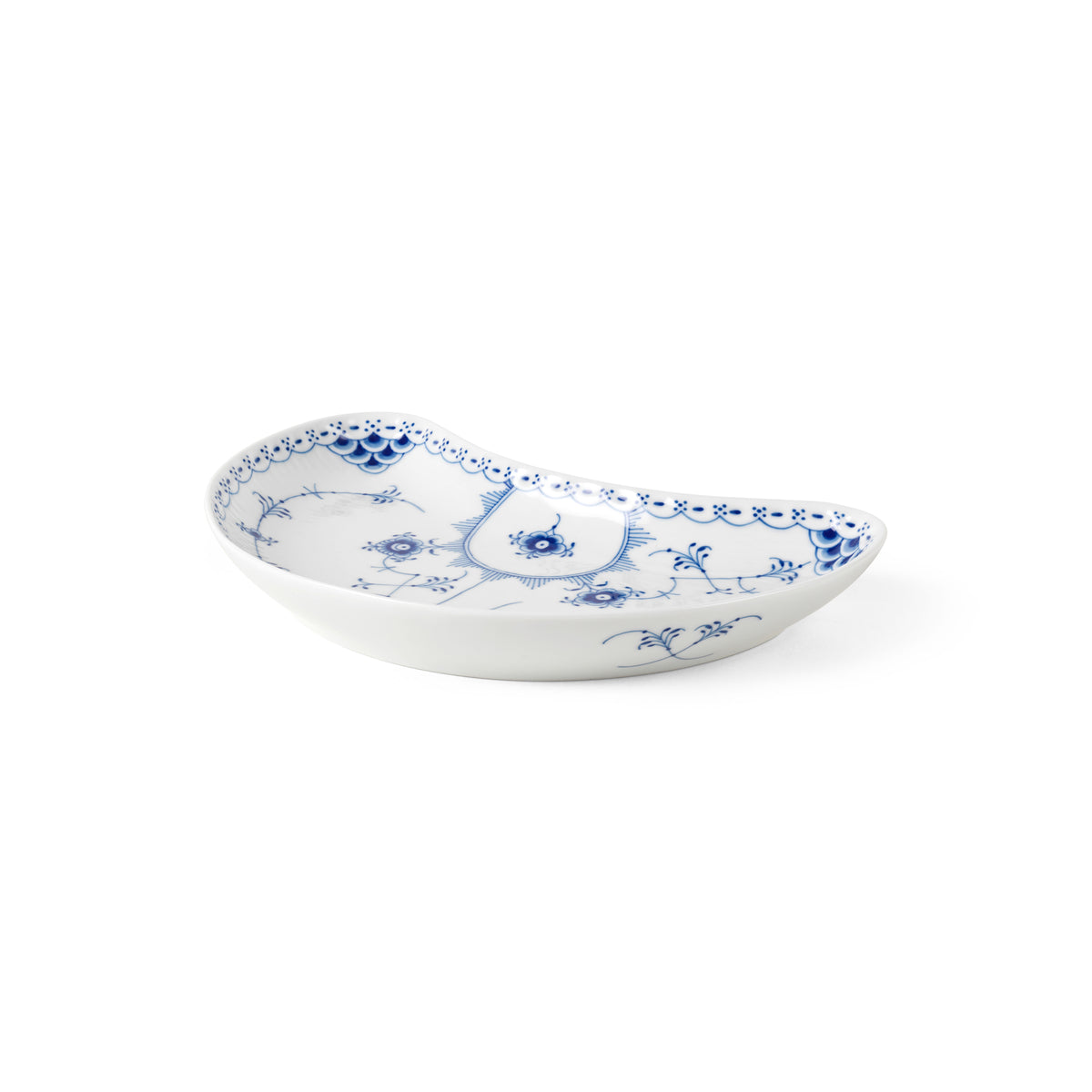Blue Fluted Half Lace Half Moon Dish