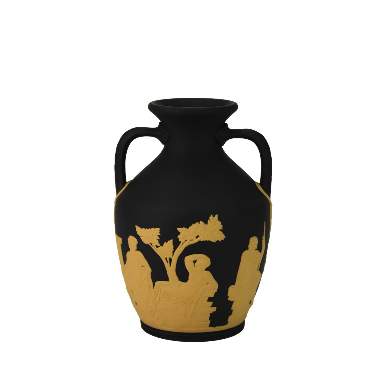 Portland Small Vase in Black & Cane